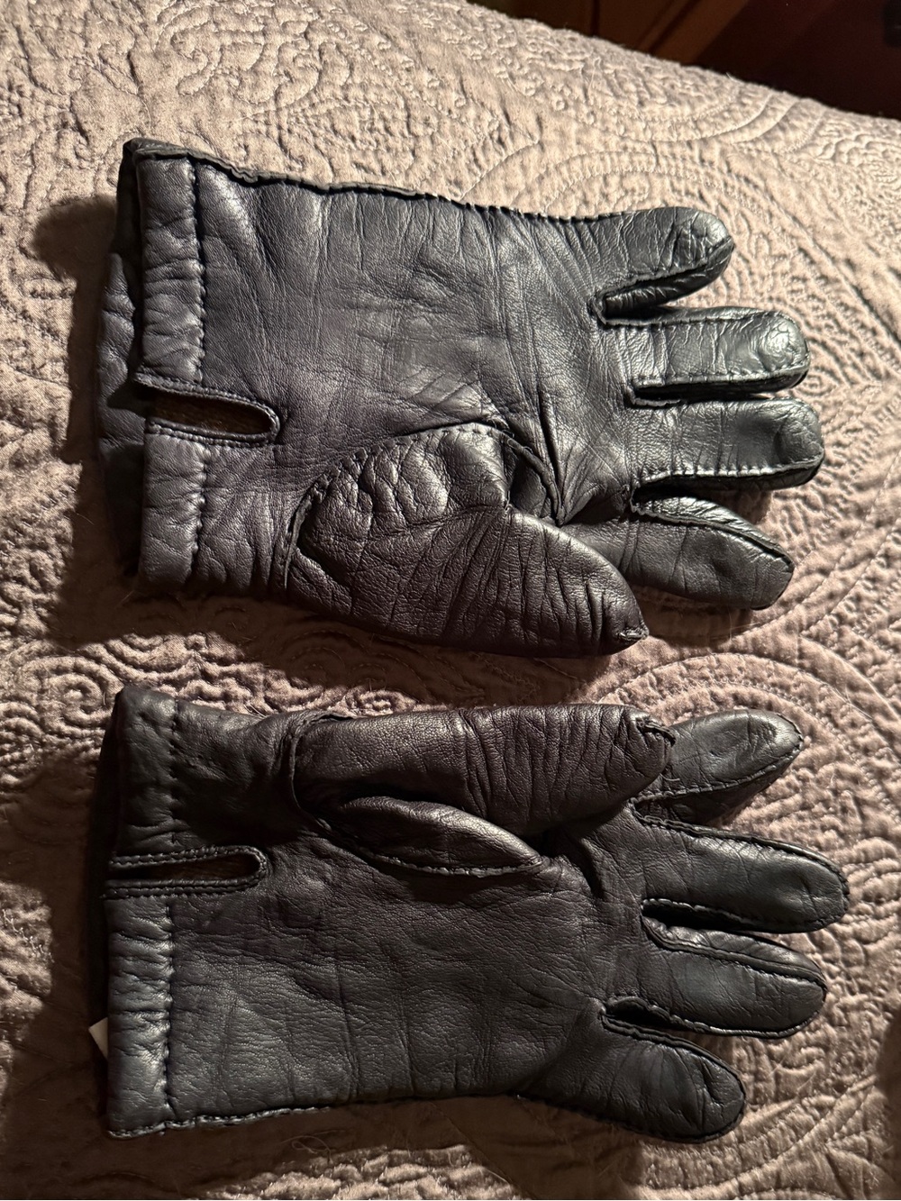 Black Leather Men’s Gloves Cashmere Lining